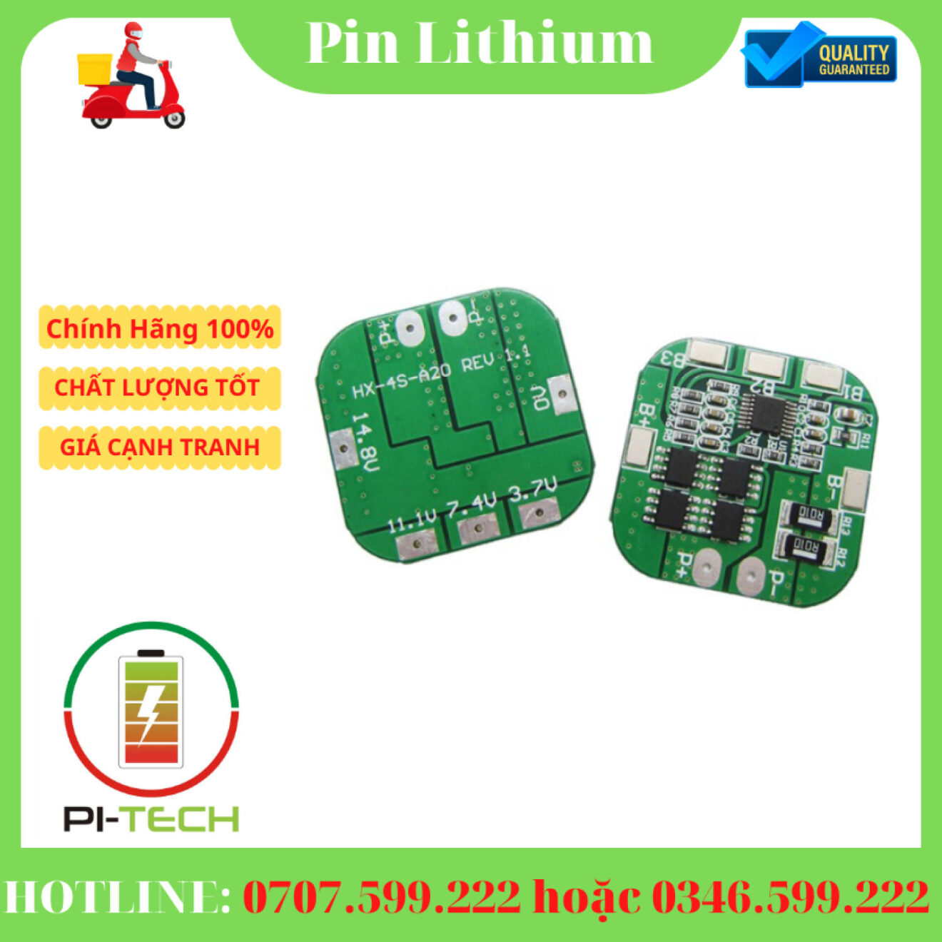 Bo mạch bảo vệ pin Li-Ion BMS PMM 4S 14.8V / 16.8V 20A 18650 - Pin Lithium